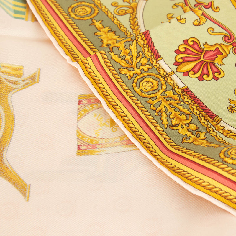Gucci Vintage Pink Chair Print Silk Scarf