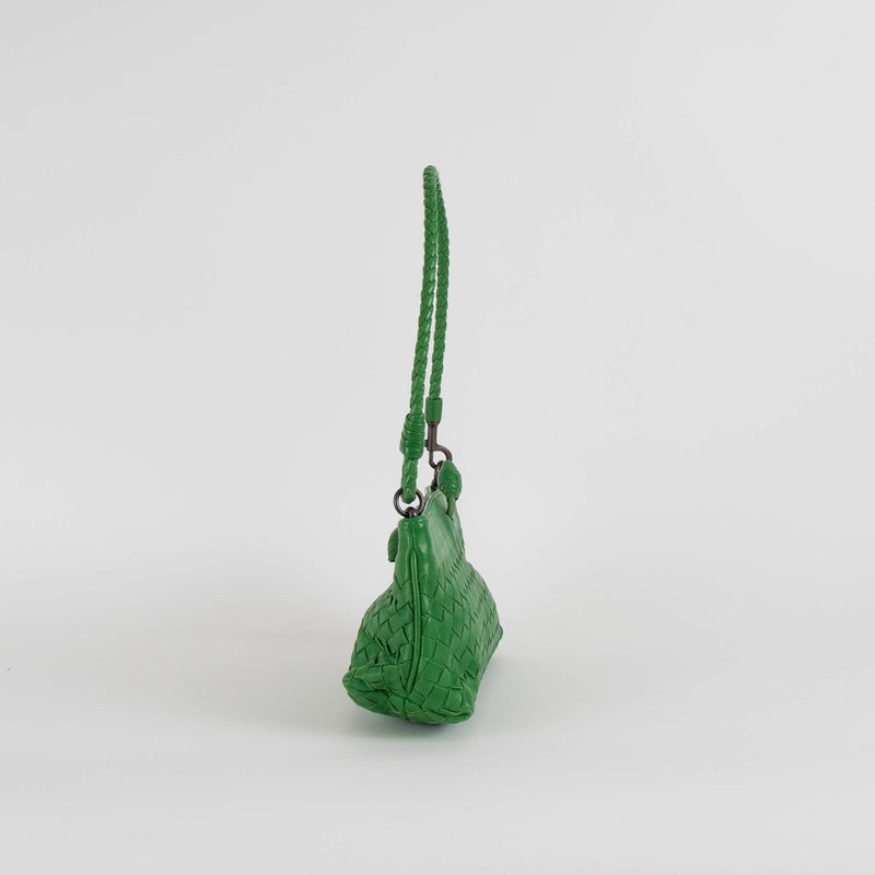Bottega Veneta Green Leather Intrecciato Small Bag
