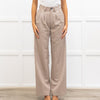 Anine Bing Taupe Brown Pleated Front Wide Leg Trousers