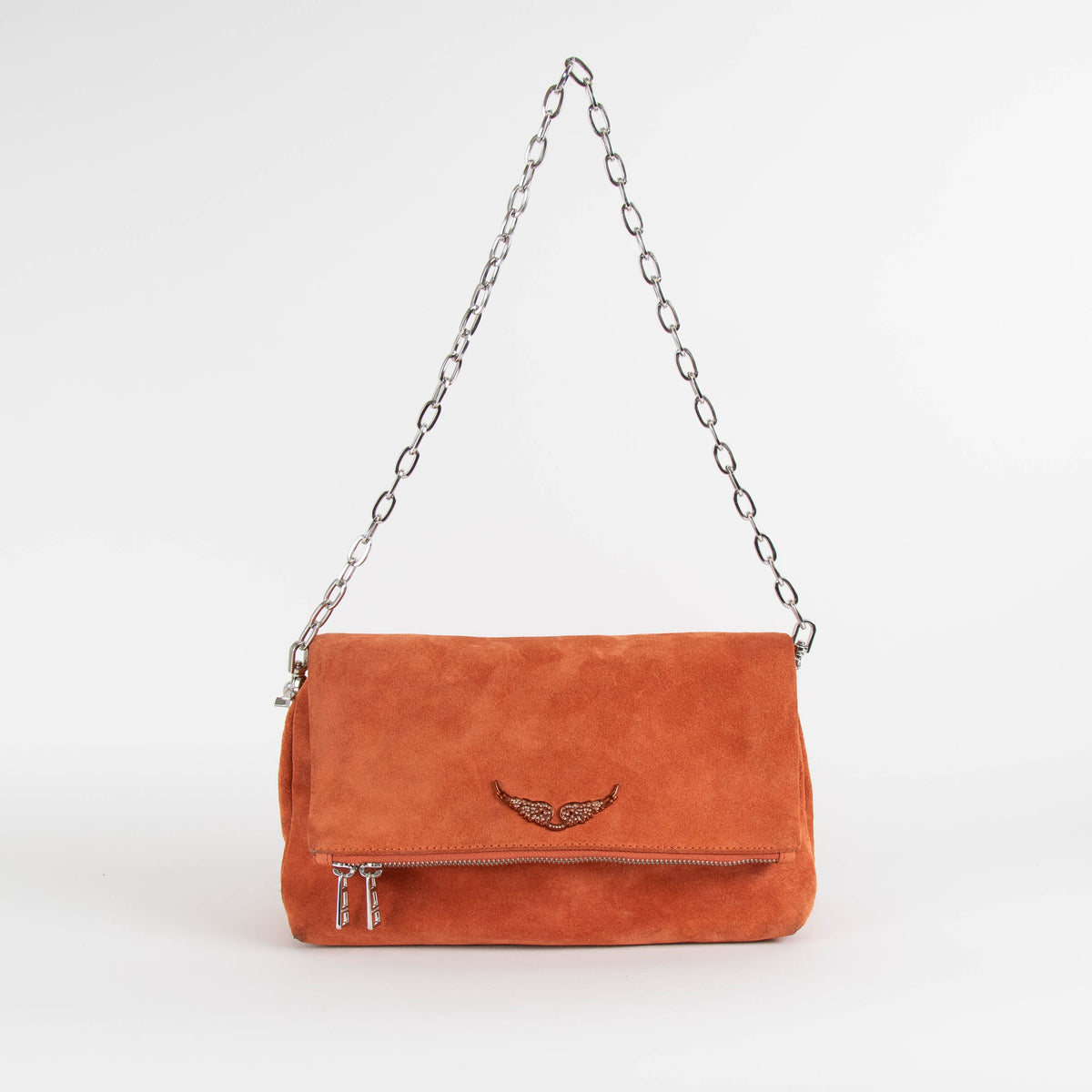 Zadig & Voltaire Orange Suede Swing Your Wings Bag