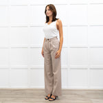 Anine Bing Taupe Brown Pleated Front Wide Leg Trousers