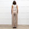 Anine Bing Taupe Brown Pleated Front Wide Leg Trousers