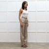Anine Bing Taupe Brown Pleated Front Wide Leg Trousers