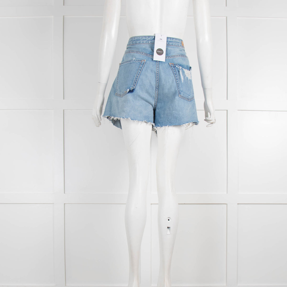 GRLFRND Helena Distressed Denim Shorts