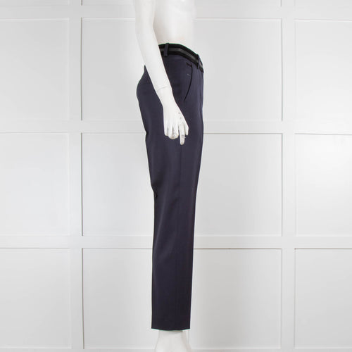 The Kooples Navy Cigarette Pant with Velvet Wasitband