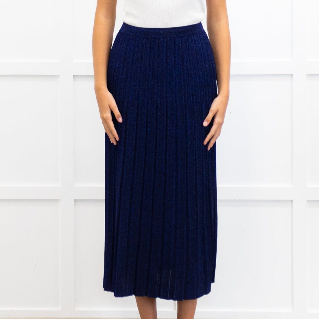 Zimmermann Blue/ Purple Sparkle Knit Pleated Long Skirt