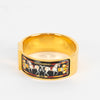 Hermes Champagne Gold Plated Equestrian Print Vintage Bangle