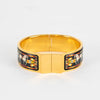 Hermes Champagne Gold Plated Equestrian Print Vintage Bangle