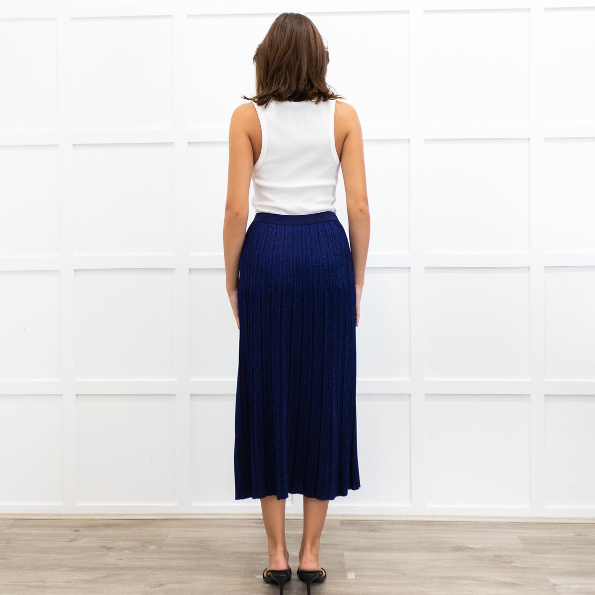 Zimmermann Blue/ Purple Sparkle Knit Pleated Long Skirt