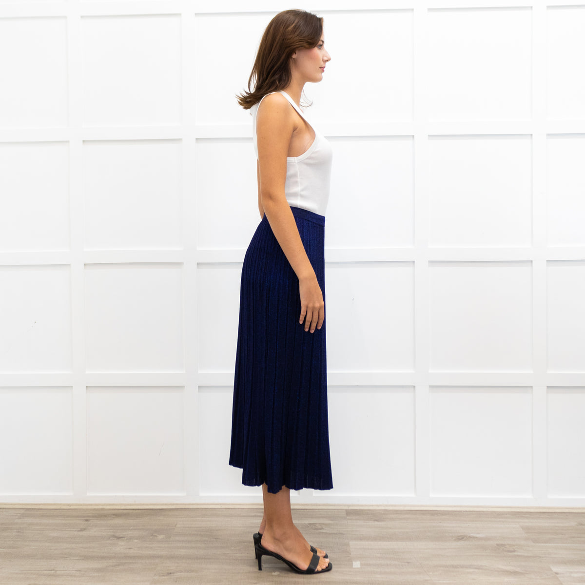 Zimmermann Blue/ Purple Sparkle Knit Pleated Long Skirt