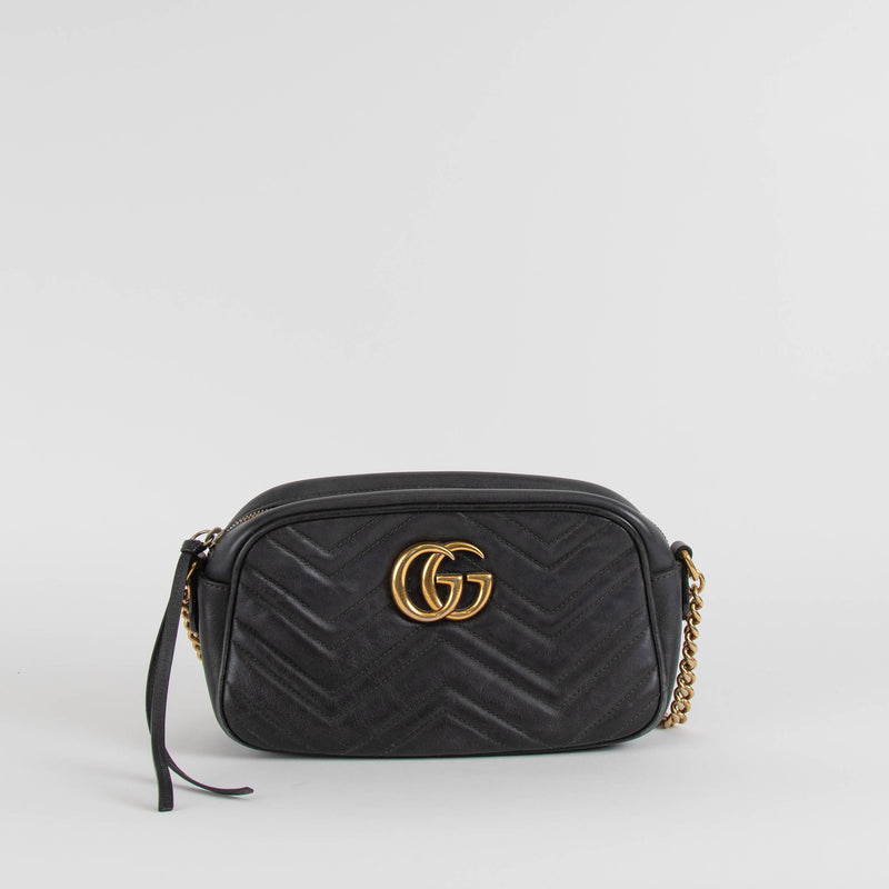 Gucci Black GG Marmont Small Camera Bag
