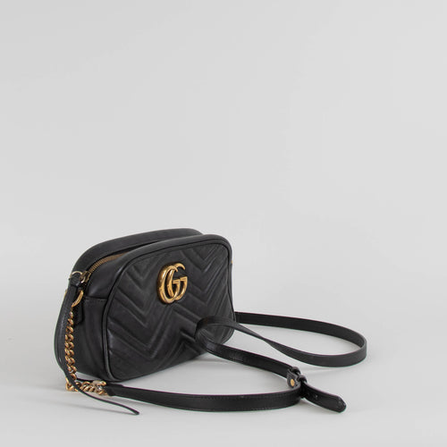 Gucci Black GG Marmont Small Camera Bag