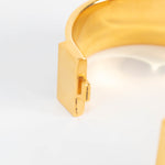Hermes Champagne Gold Plated Equestrian Print Vintage Bangle