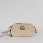 Gucci Cream Quilted GG Marmont Small Camera Bag