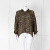 Second Female Khaki Black Floral Sheer Long Sleeve Top