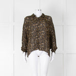 Second Female Khaki Black Floral Sheer Long Sleeve Top
