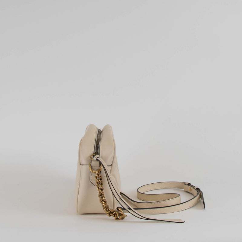 Gucci Cream Quilted GG Marmont Small Camera Bag
