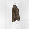 Second Female Khaki Black Floral Sheer Long Sleeve Top