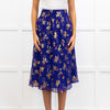 Sezane Purple Gold Leaf Midi Skirt
