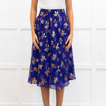 Sezane Purple Gold Leaf Midi Skirt