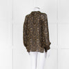Second Female Khaki Black Floral Sheer Long Sleeve Top