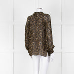 Second Female Khaki Black Floral Sheer Long Sleeve Top