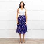 Sezane Purple Gold Leaf Midi Skirt