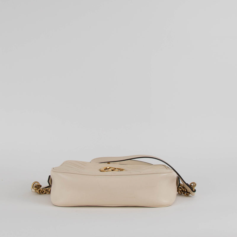 Gucci Cream Quilted GG Marmont Small Camera Bag
