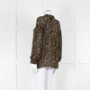 Second Female Khaki Black Floral Sheer Long Sleeve Top