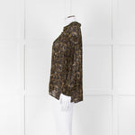 Second Female Khaki Black Floral Sheer Long Sleeve Top
