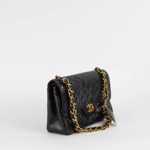 Chanel Black Lambskin Vintage Double Flap Bag