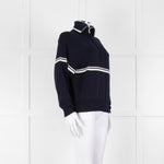 Ba&sh Navy Blue White Stripe Zip Up Sweater