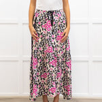 Me + Em White Floral Drawstring Waist Gypsy Skirt