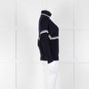 Ba&sh Navy Blue White Stripe Zip Up Sweater