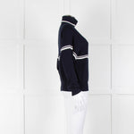 Ba&sh Navy Blue White Stripe Zip Up Sweater