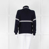 Ba&sh Navy Blue White Stripe Zip Up Sweater