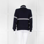 Ba&sh Navy Blue White Stripe Zip Up Sweater