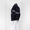 Ba&sh Navy Blue White Stripe Zip Up Sweater