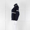 Ba&sh Navy Blue White Stripe Zip Up Sweater