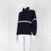 Ba&sh Navy Blue White Stripe Zip Up Sweater