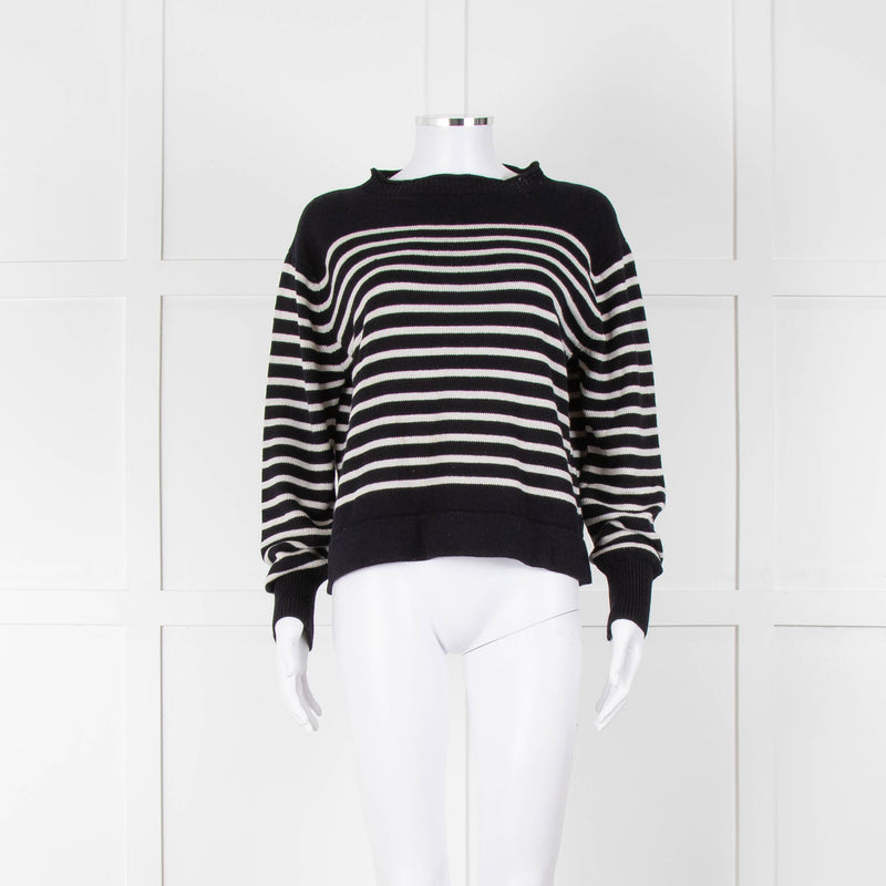 Margaret Howell Navy White Striped Cotton Blend Sweater