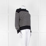 Margaret Howell Navy White Striped Cotton Blend Sweater
