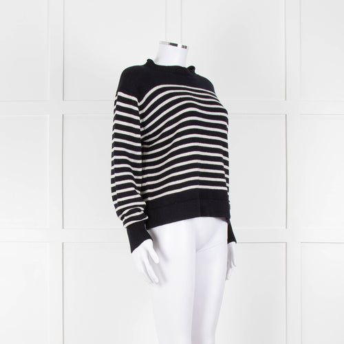 Margaret Howell Navy White Striped Cotton Blend Sweater