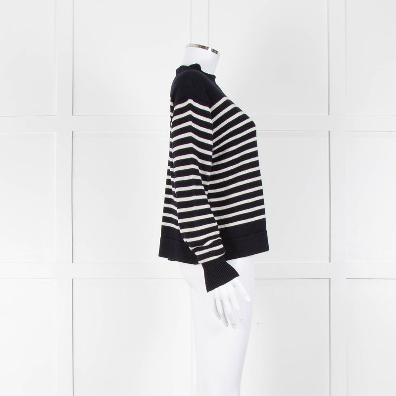 Margaret Howell Navy White Striped Cotton Blend Sweater