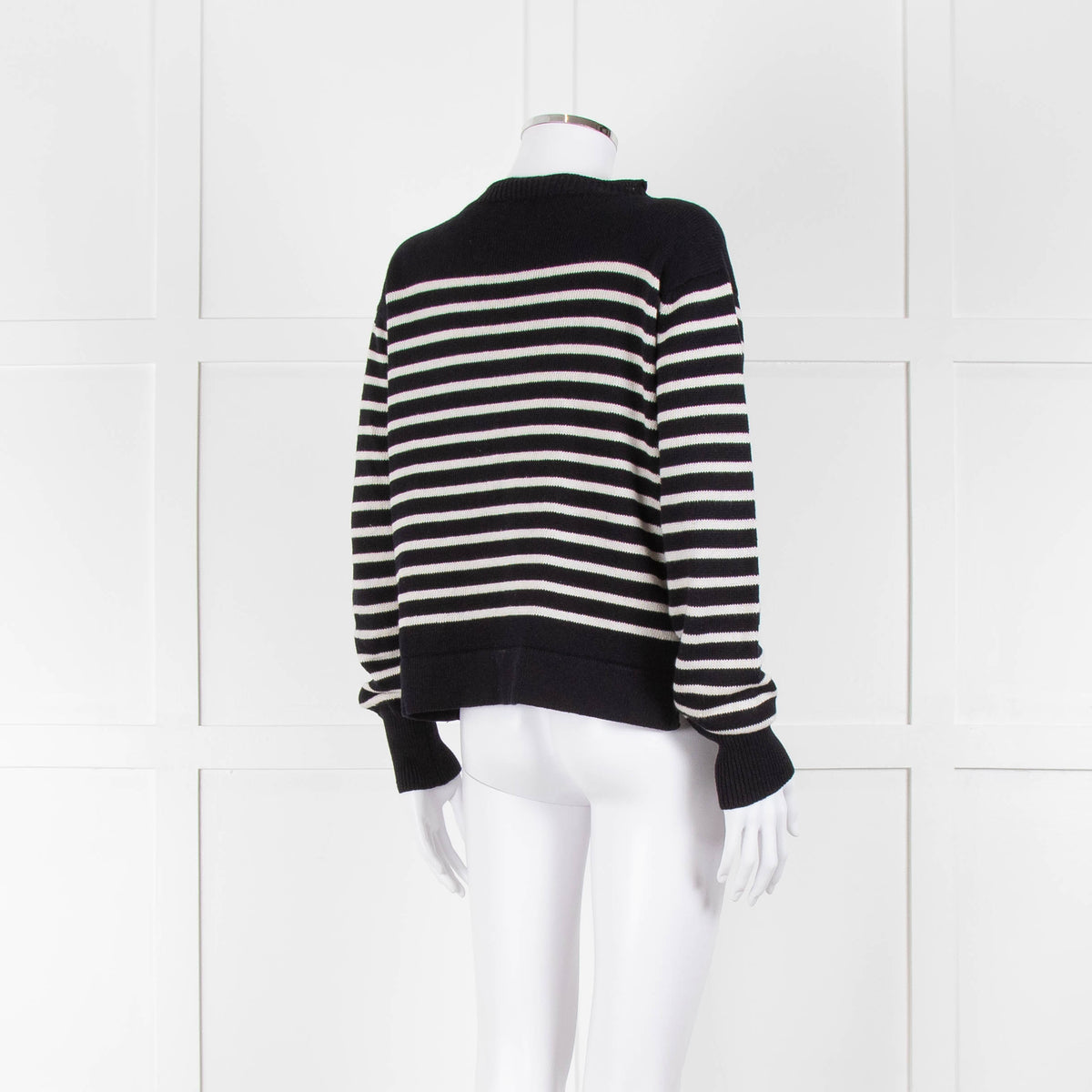 Margaret Howell Navy White Striped Cotton Blend Sweater