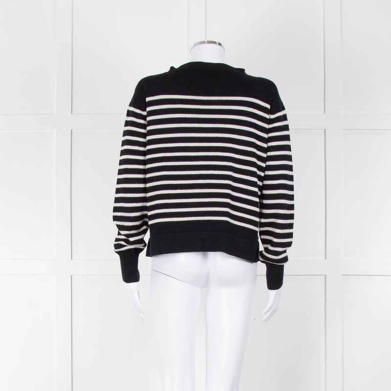 Margaret Howell Navy White Striped Cotton Blend Sweater