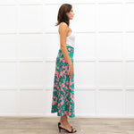 Me + Em Pink and Green Floral Print Twist Waist Skirt