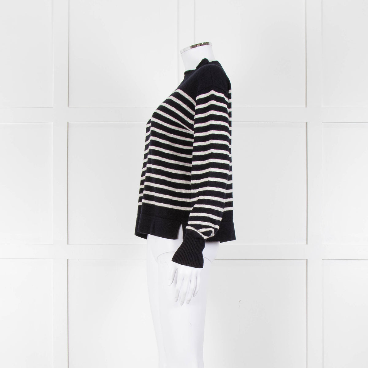 Margaret Howell Navy White Striped Cotton Blend Sweater