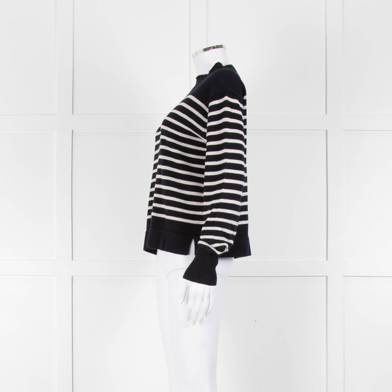 Margaret Howell Navy White Striped Cotton Blend Sweater