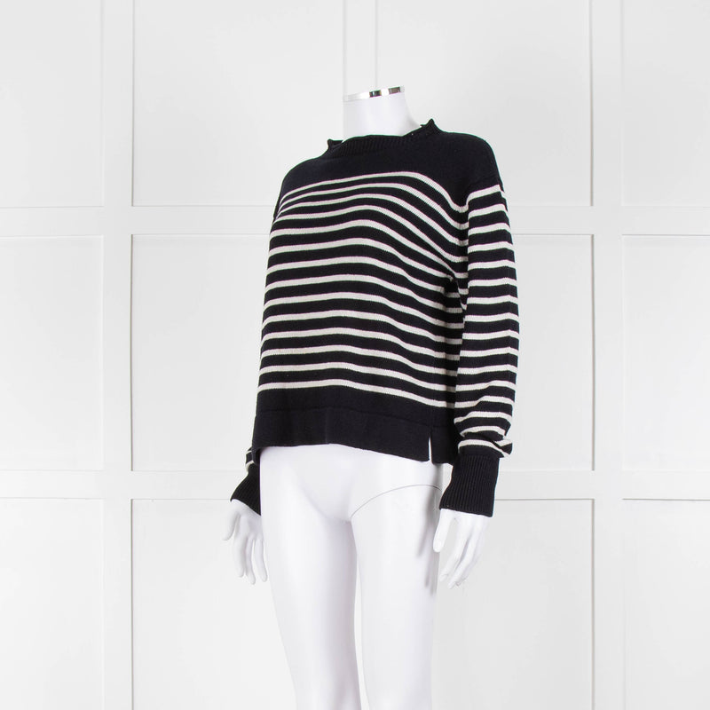 Margaret Howell Navy White Striped Cotton Blend Sweater